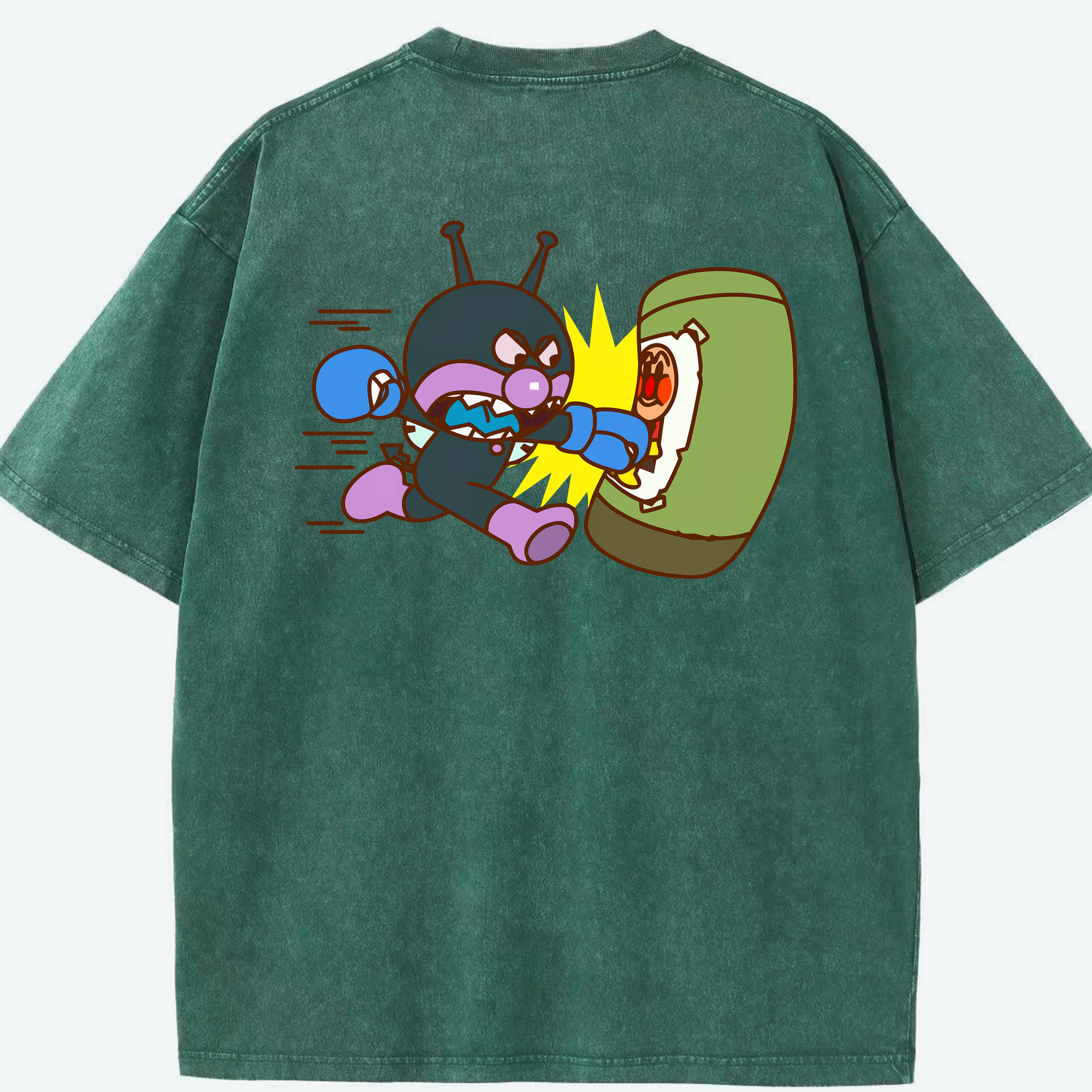 （画像用） アンパンマン Anpanman 綿100% ヴィンテージ風 半袖Tシャツ（背面プリント）